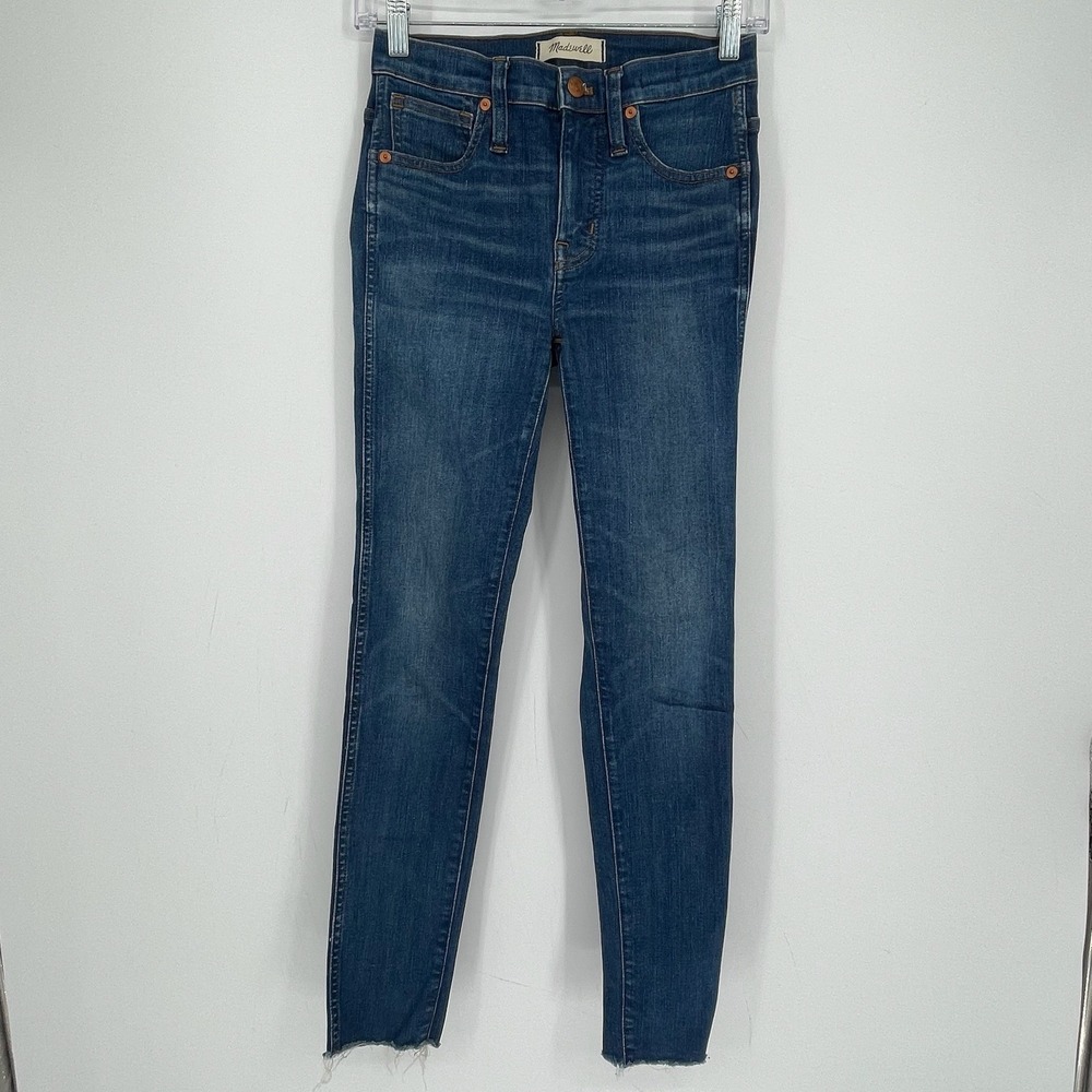 Madewell Women's‎ Blue 9" High-Rise Skinny Raw Hem Stretch Denim Jeans Size 24"